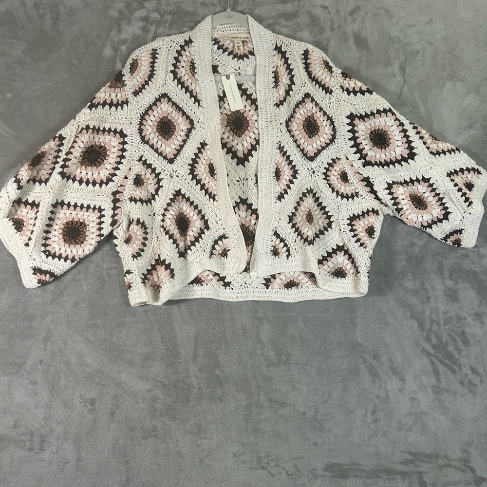 NWT Anthropologie amber crochet cardigan oversized - Picture 4 of 14